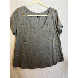 Torrid gray jersey knit pocket tshirt with lemonade print torrid size 1 (XL)